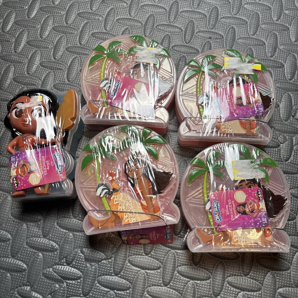 Lot of 5 Disney Princess Moana Confetti Cra-Z-Slimy‎ Containers of Slime
